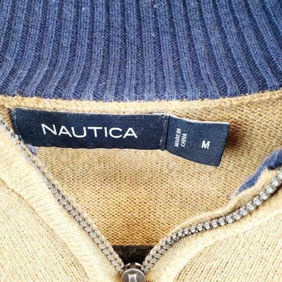NAUTICA TAN QUATER ZIP SWEATER MEN's - Picture 3 of 4